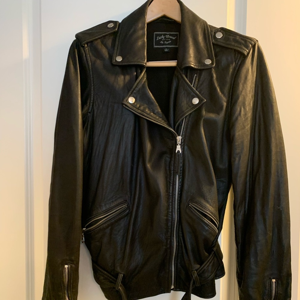 lucky brand  Soft Lambs Leather Moto jacket Size L